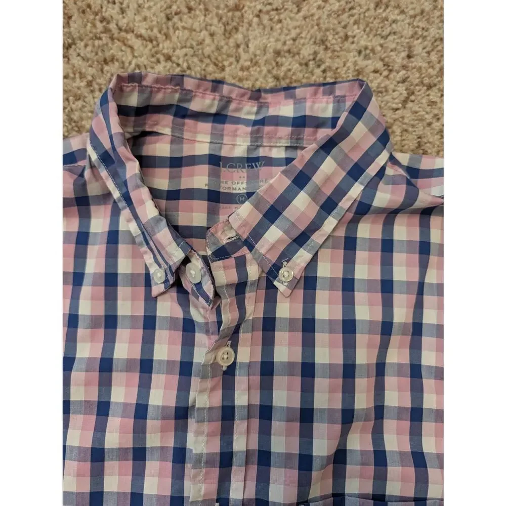 J. CREW Men's Performance, long sleeve; Size medium; Lightweight, Blue Plaid